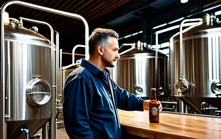 수제맥주 브랜드의 역사 - **A wide selection of diverse craft beers displayed on a wooden table at an outdoor beer festival, f...