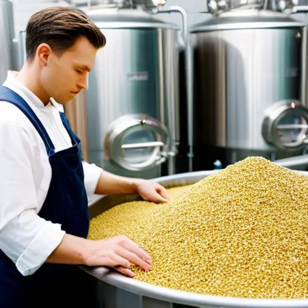 수제맥주 생산 공정 - **Prompt:** A master brewer, a person of ambiguous gender, in a clean, professional uniform with sle...