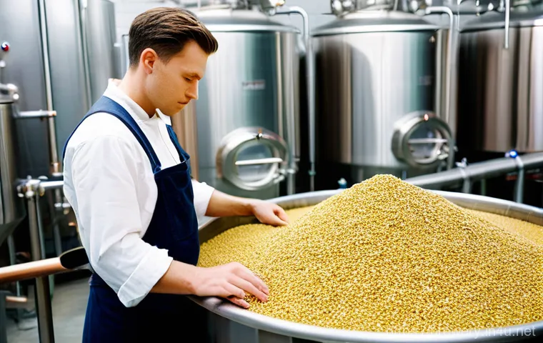수제맥주 생산 공정 - **Prompt:** A master brewer, a person of ambiguous gender, in a clean, professional uniform with sle...