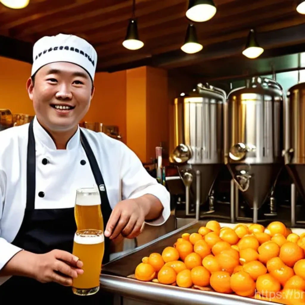 브루어리와 글로벌 네트워크 - **Image Prompt 1: "Local Flavors Go Global"**
A vibrant, warmly lit interior of a charming Korea...