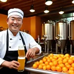 브루어리와 글로벌 네트워크 - **Image Prompt 1: "Local Flavors Go Global"**
A vibrant, warmly lit interior of a charming Korea...