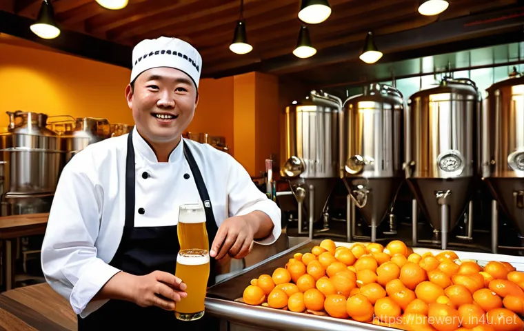 브루어리와 글로벌 네트워크 - **Image Prompt 1: "Local Flavors Go Global"**
A vibrant, warmly lit interior of a charming Korea...