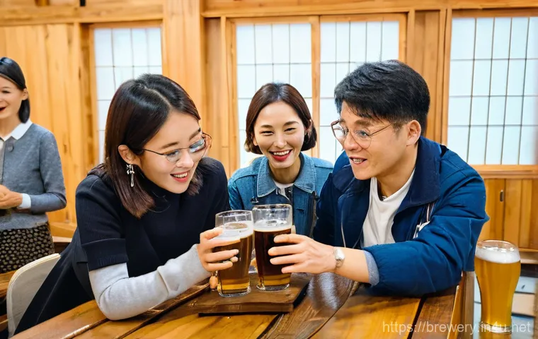 브루어리와 글로벌 네트워크 - **Image Prompt 1: "Local Flavors Go Global"**
    A vibrant, warmly lit interior of a charming Korea...